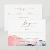 Navy Blush Roze Bruiloft Maaltijd Keuze & Liedje RSVP Kaartje (Voorkant / Achterkant)