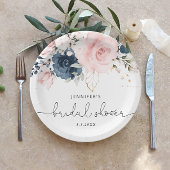 Navy blush roze floral vrijgezellenfeest papieren bordje