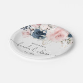 Navy blush roze floral vrijgezellenfeest papieren bordje (Gekanteld)