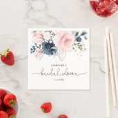 Navy blush roze floral vrijgezellenfeest servet (Insitu)