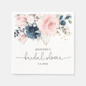 Navy blush roze floral vrijgezellenfeest servet (Voorkant)