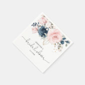 Navy blush roze floral vrijgezellenfeest servet (Hoek)
