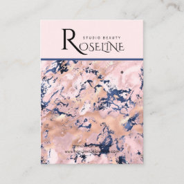 Navy Blush roze goud marmer sieraden display Visitekaartje