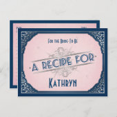 Navy Blush Roze  Recept Kaart voor de bruid (Voorkant / Achterkant)