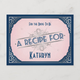 Navy Blush Roze  Recept Kaart voor de bruid