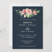 Navy Blush Rozen Farmhouse Boho Wedding Kaart (Voorkant)