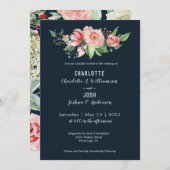 Navy Blush Rozen Farmhouse Boho Wedding Kaart (Voorkant / Achterkant)