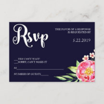 Navy Blush RSVP-kaart