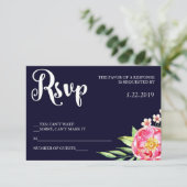 Navy Blush RSVP-kaart RSVP Kaartje (Staand voorkant)