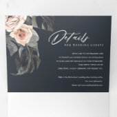 NAVY BLUSH RUST MONSTERA FLORA WATERVERF WEDING DRIELUIK UITNODIGING (Binnenzijde eerst)