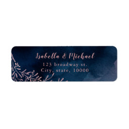 Navy blush rustic floral return address etiket