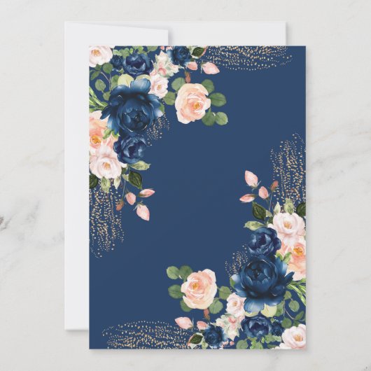 Navy Blush Travel Adventure Vrijgezellenfeest Kaart (Achterkant)