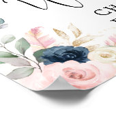 Navy Blush Travel Dreamweaver Welcome Baby shower Poster (Hoek)