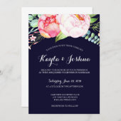 Navy Blush Uitnodiging (Voorkant / Achterkant)