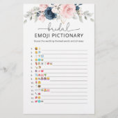 Navy blush vrijgezellenfeest emoji pictionary game (Voorkant)