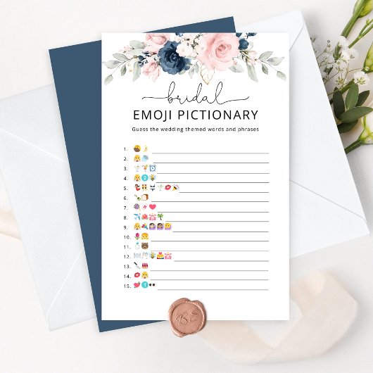 Navy blush vrijgezellenfeest emoji pictionary game
