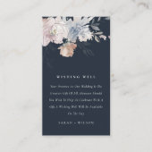 Navy Blush Waterverf Bloemen Bruiloft Wishing Well Informatiekaartje (Voorkant)