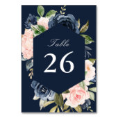 Navy & blush waterverf bloemenbruiloft kaart (Voorkant)