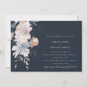 Navy Blush Waterverf bloemenrepetitie diner Kaart (Voorkant)