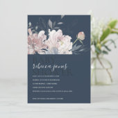 NAVY BLUSH WATERVERF FLORAL BABY SHOWER INVITE BEDANKKAART (Staand voorkant)
