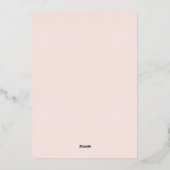 Navy & Blush Waterverf Floral Roos Gold Wedding Folie Uitnodiging (Achterkant)