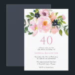 Navy Blush Waterverf Flowers 40th Birthday Party Kaart<br><div class="desc">Navy Blush Waterverf Flowers 40th Birthday Party Invitation Zie passend collectie in Niche en Nest Store</div>
