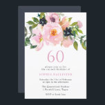 Navy Blush Waterverf Flowers 60th Birthday Party Kaart<br><div class="desc">Navy Blush Waterverf Flowers 60th Birthday Party Invitation Zie passend collectie in Niche en Nest Store</div>