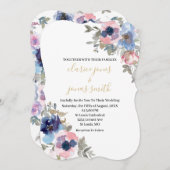 Navy & Blush Waterverf Flowers Weddenschap Kaart (Voorkant / Achterkant)