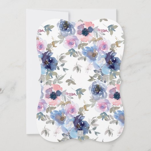 Navy & Blush Waterverf Flowers Weddenschap Kaart (Achterkant)