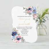 Navy & Blush Waterverf Flowers Weddenschap Kaart (Staand voorkant)