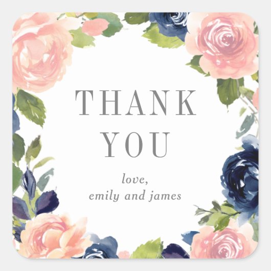 Navy Blush Wedding Favor Stickers #NBC (Voorkant)
