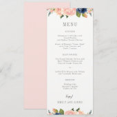 Navy Blush Wedding Menu Kaart #NBC (Voorkant / Achterkant)
