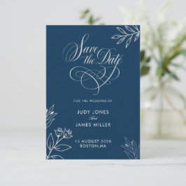 NAVY BLUWE MINIMALE RUSTIEKE KLASSIEKE EENVOUDIGE SAVE THE DATE