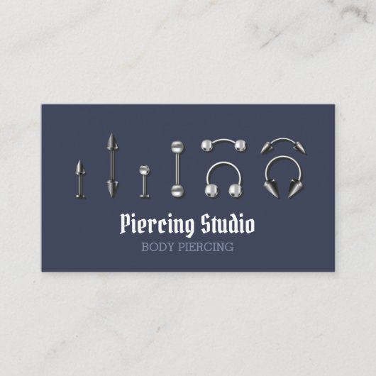 Navy Body Sieraden Winkel Piercing Visitekaartje (Voorkant)