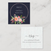 NAVY BOHO BLUSH FLORAL WREATH WEBSITE RSVP VIERKANTE VISITEKAARTJE (Voorkant / Achterkant)