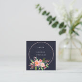 NAVY BOHO BLUSH FLORAL WREATH WEBSITE RSVP VIERKANTE VISITEKAARTJE (Staand voorkant)