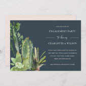 NAVY BOHO DESERT CACTI SUCCULENT FAUNA VERLOVING KAART (Voorkant / Achterkant)