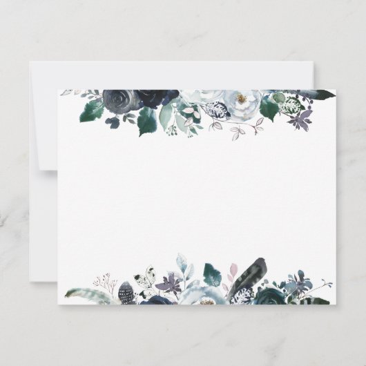 Navy Boho Floral Gepersonaliseerde briefkaart (Achterkant)