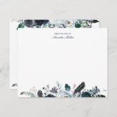 Navy Boho Floral Gepersonaliseerde briefkaart (Voorkant / Achterkant)