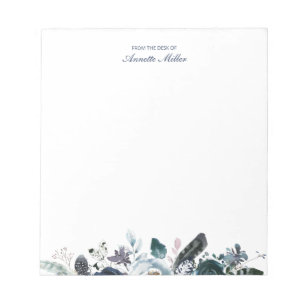 Navy Boho Floral Personal Stationery Notitieblok