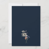 Navy Boho Floral Wedding Invitation Kaart (Achterkant)