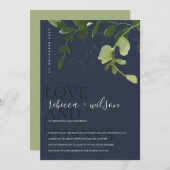 NAVY BOHO GROEN EUCALYPTUS LOOF WATERVERF BEDANKKAART (Voorkant / Achterkant)