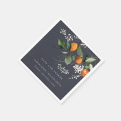 Navy Boho Oranje Blossom Botanical Wedding Napkins Servet (Hoek)