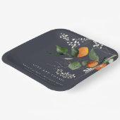 Navy Boho Oranje Blossom Botanical Wedding Papieren Bordje (Gebogen)