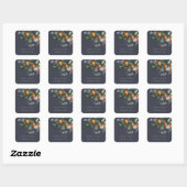 Navy Boho Oranje Blossom Botanical Wedding Vierkante Sticker (Vel)