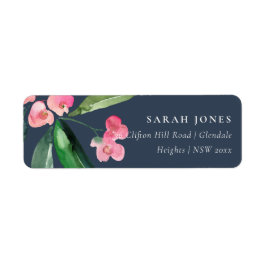 NAVY BOHO PINK CHRIST THORN CACTI BLOOM ADRES ETIKET