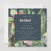 NAVY BOHO PINK FLORAL CACTI FOLIAGE VRIJGEZELLENFE KAART (Voorkant)