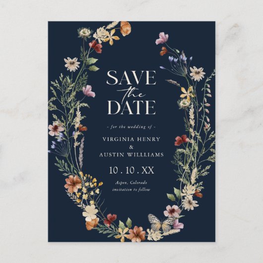 Navy Boho redt het Date Briefkaart (Voorkant)