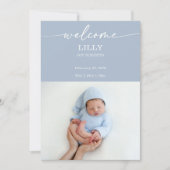 Navy Boho Welcome Baby Photo Announcement Card Kaart (Voorkant)