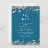 Navy Boho Wildflower I Do BBQ Engagement Party Kaart (Voorkant)